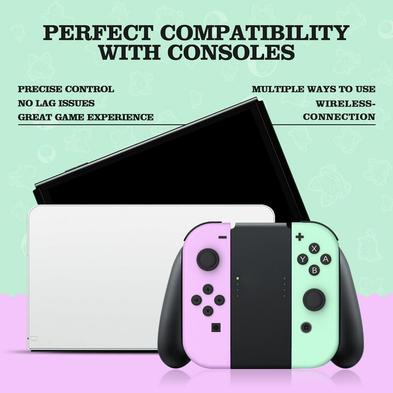 Wireless Nintendo Switch Joy-pad, Pink/Green, Dual Vibration Wireless Nintendo Switch Joy-pad, Pink/Green, Dual Vibration