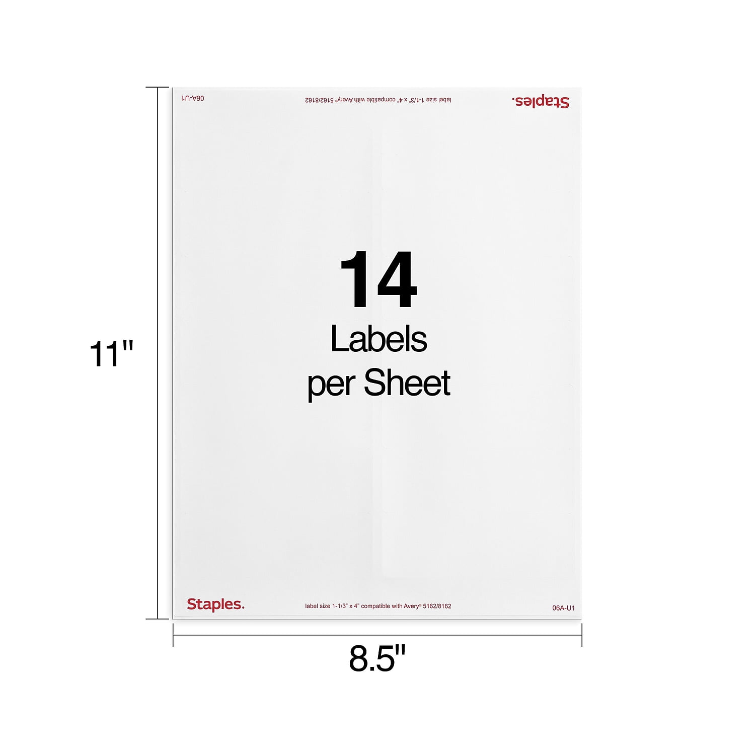 Staples Laser/Inkjet Address Labels 1 1/3" x 4" White 14 Labels/Sheet 2800/Carton ST18059-CCVS