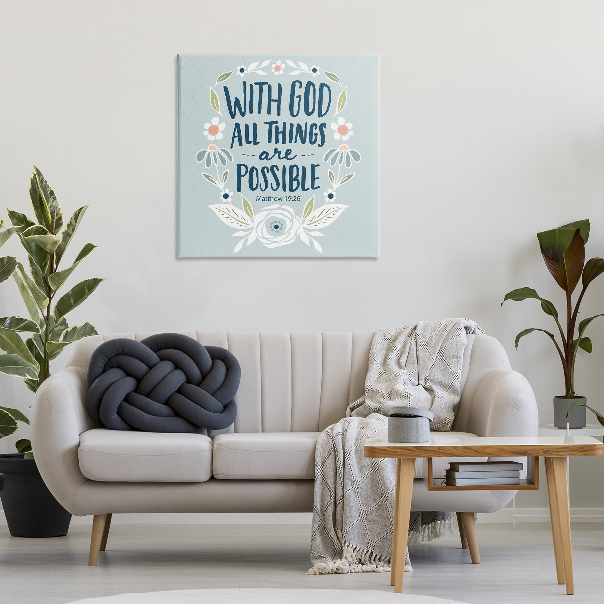 Stupell Industries All Things Possible Verse Religious Painting Gallery Wrapped Canvas Art Print Wall Art, 30 x 30