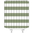 thumbnail image 3 of Striped Shower Curtain Sage Green Boho Striped Modern Fashion Brown Design Pattern Fabric Bathroom Decor Set with Hooks(84" Wx72 H), 3 of 3