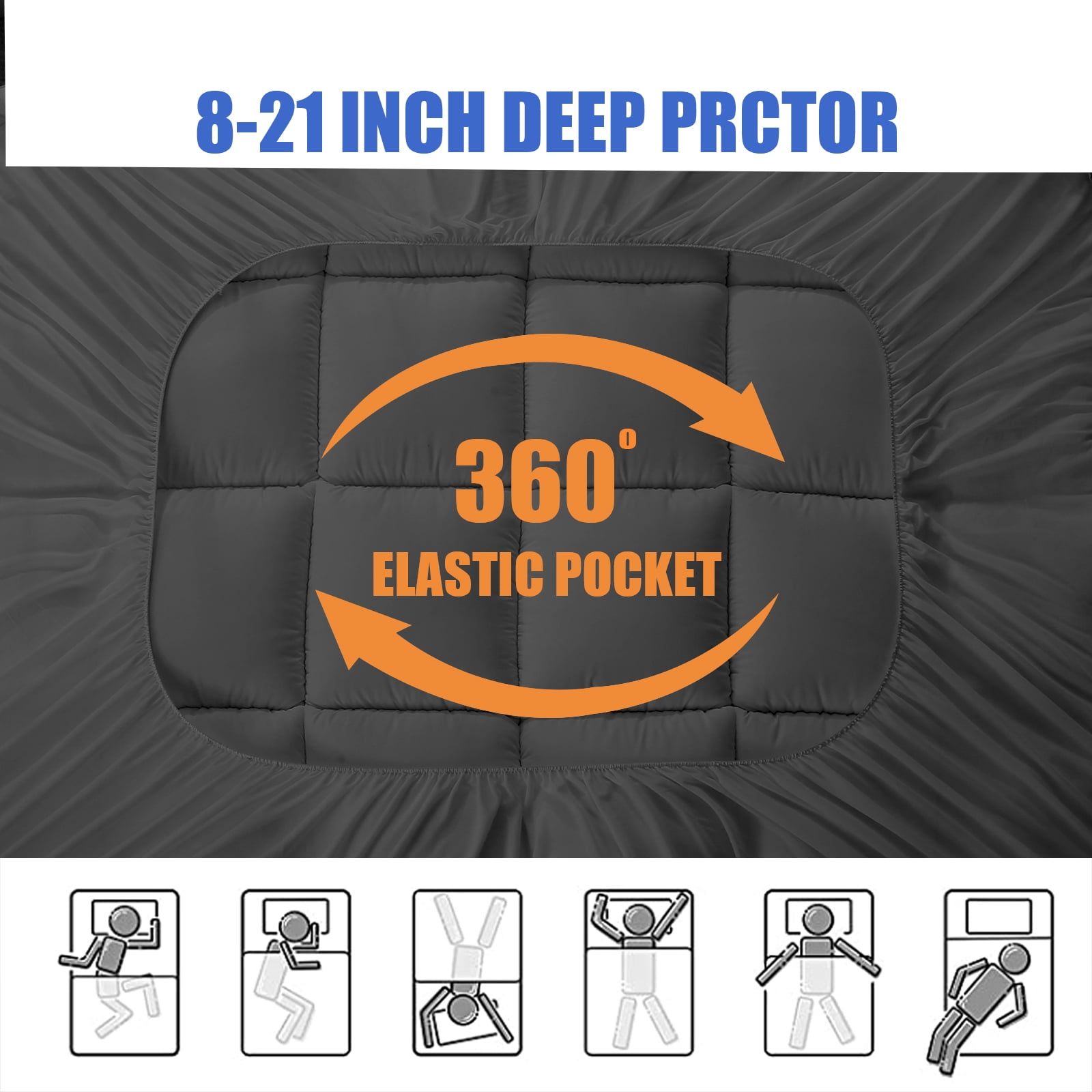Mattress Topper Twin Size Extra Thick Pillow Top Mattress Pad Cover for Back Pain Breathable Plush Soft Down Alternative Fill Bed Topper with 8-21Inch Deep Pocket Gray