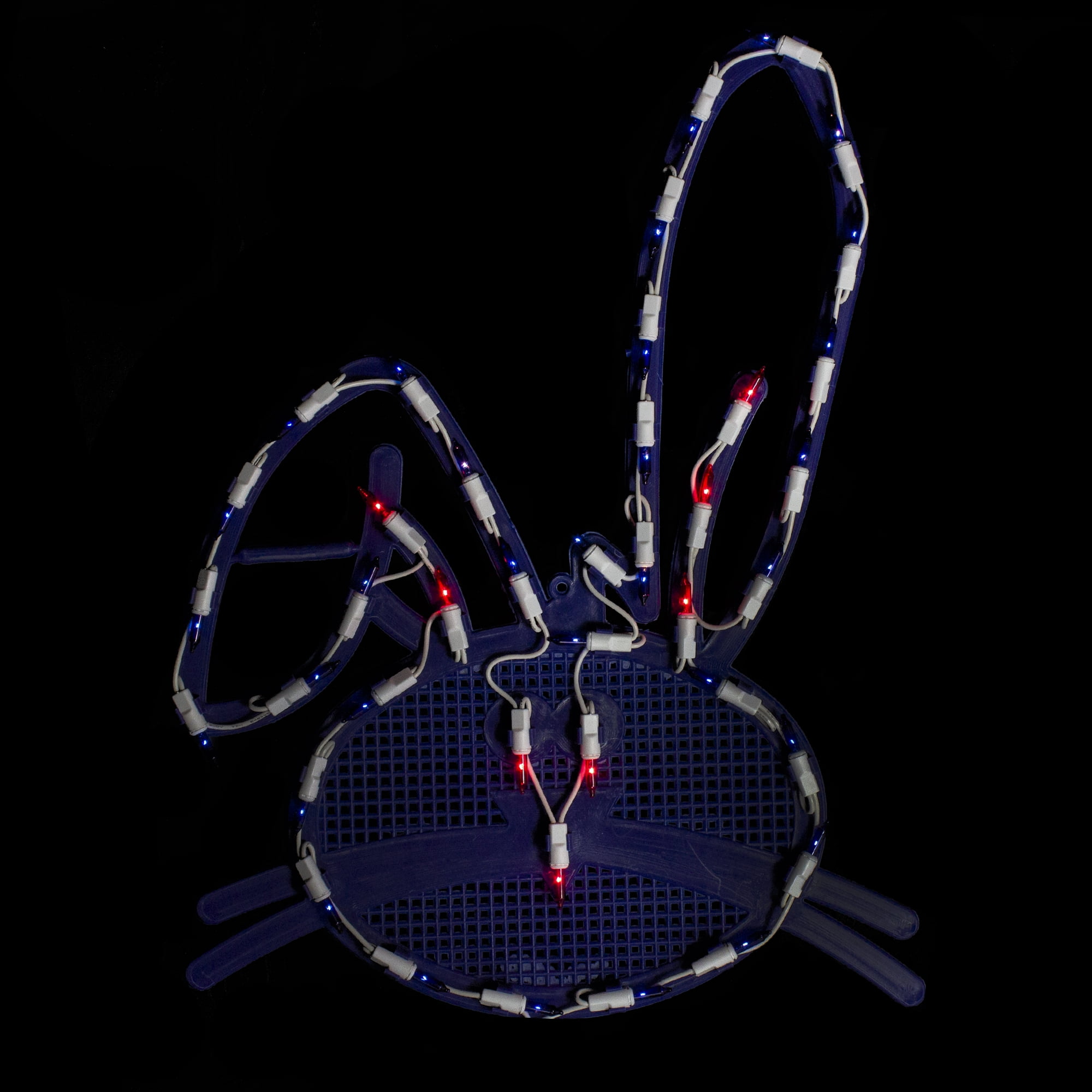 17" Lighted Blue Easter Bunny Head Window Silhouette