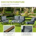 thumbnail image 5 of Outsunny 4 Piece Patio Furniture Set, Aluminum Conversation Set, Outdoor Garden Sofa Set with Armchairs, Loveseat, Center Coffee Table and Cushions, Dark Grey, 5 of 9