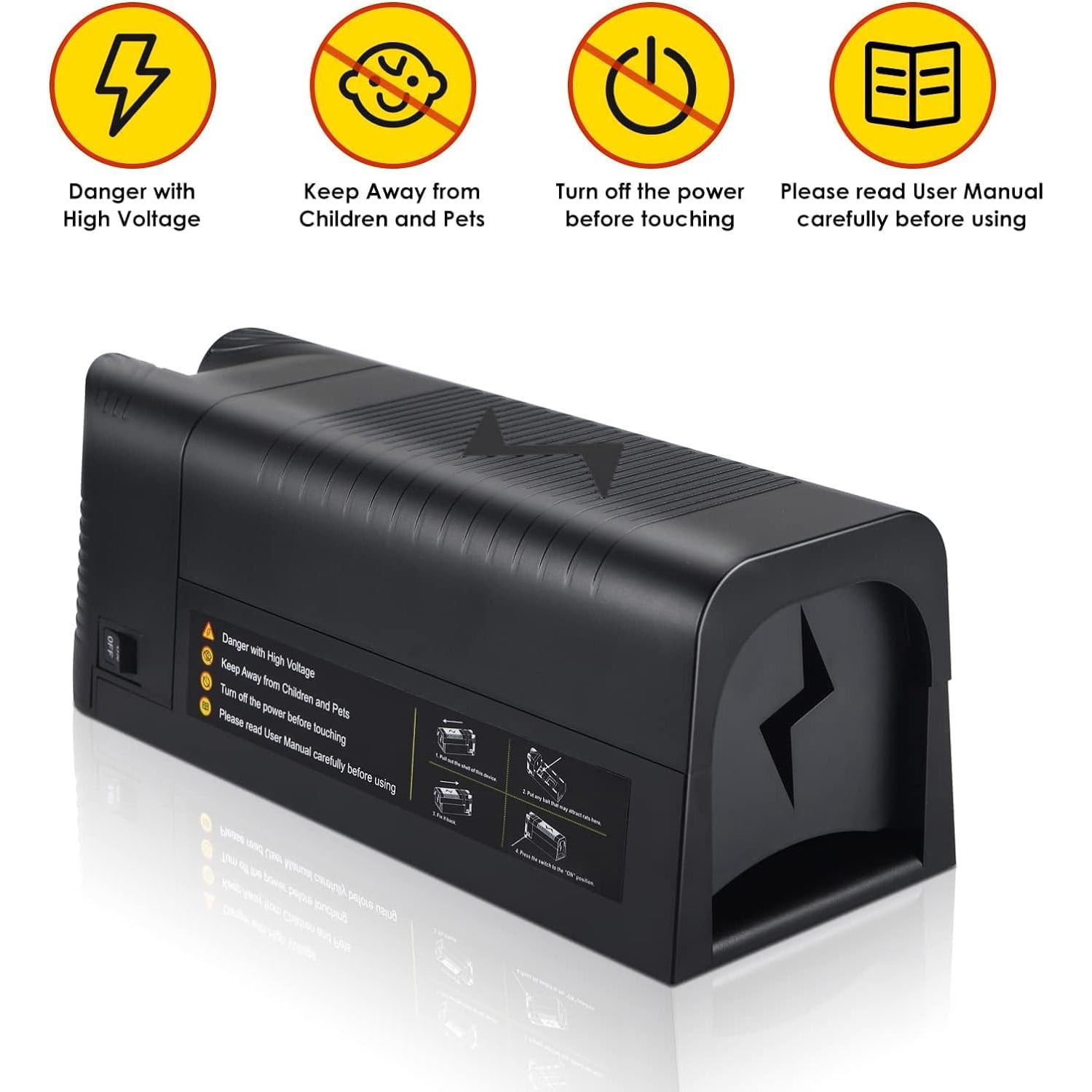 Electric Mouse Trap Zapper, High-Voltage Rodent Killer with Anti-Escape Door, Rechargeable & Washable, Fast Humane Kill for Attic, Kitchen, Garage, No-Touch Disposal