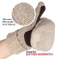 thumbnail image 4 of BambooMN Wool Acrylic Knitted Winter Convertible Half Fingerless Glove Mittens Combo - Beige - 1 Pair, 4 of 7