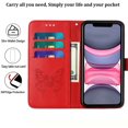 thumbnail image 6 of Phone Case for iPhone XR Wallet,Card Holder [Kickstand][Wrist Strap] Butterfly Floral Embossed for Women PU Leather Flip Protective Cover for iPhone XR Cases 2021 (Red), 6 of 16