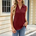 thumbnail image 6 of Tank Tops For Women Solid Color Lapel Loose Sleeveless Vest Fashion Casual Top Camisole Tops For Women, 6 of 7