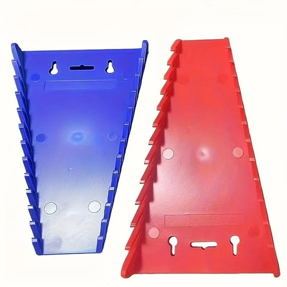 DEXIMRO 2-Pack Magnetic Wrench Organizer, 24-Slot Premium Wrench Rack Holder Tool Trays for Toolboxes Drawer Storage, SAE (1/4" - 1-1/16") & Metric (Blue Red)
