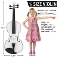 thumbnail image 4 of 4/4 Violin Set Full Size Fiddlewith Hard Case, Shoulder Rest, Rosin, Bow and Extra Strings, for Adults Beginner Students (White), 4 of 10