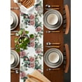 thumbnail image 2 of Pink Rose Floral Table Runner 48 Inches, Spring Botanical Flower Leaf Farmhouse Bed Runner Dresser Scarves Tabletop for Indoor Outdoor Parties/Ceremony/Banquet, 13" x 48", 2 of 8