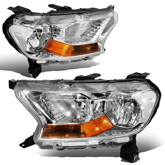 DNA Motoring For 19-23 Ford Ranger XL XLT Chrome Amber Corner OE Style Headlight Lamps Pair