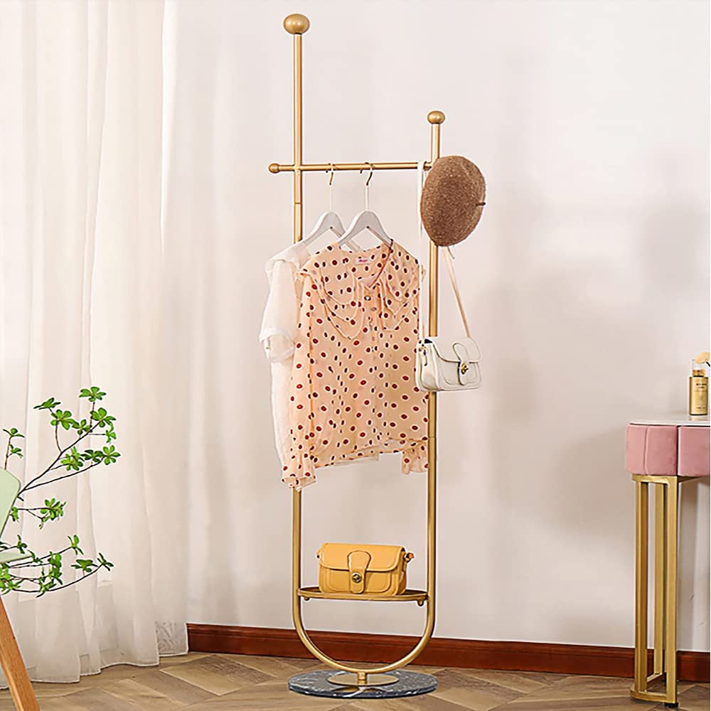 Gold Clothing Rack, Modern Clothes Rack With Shelves and Garment Rack