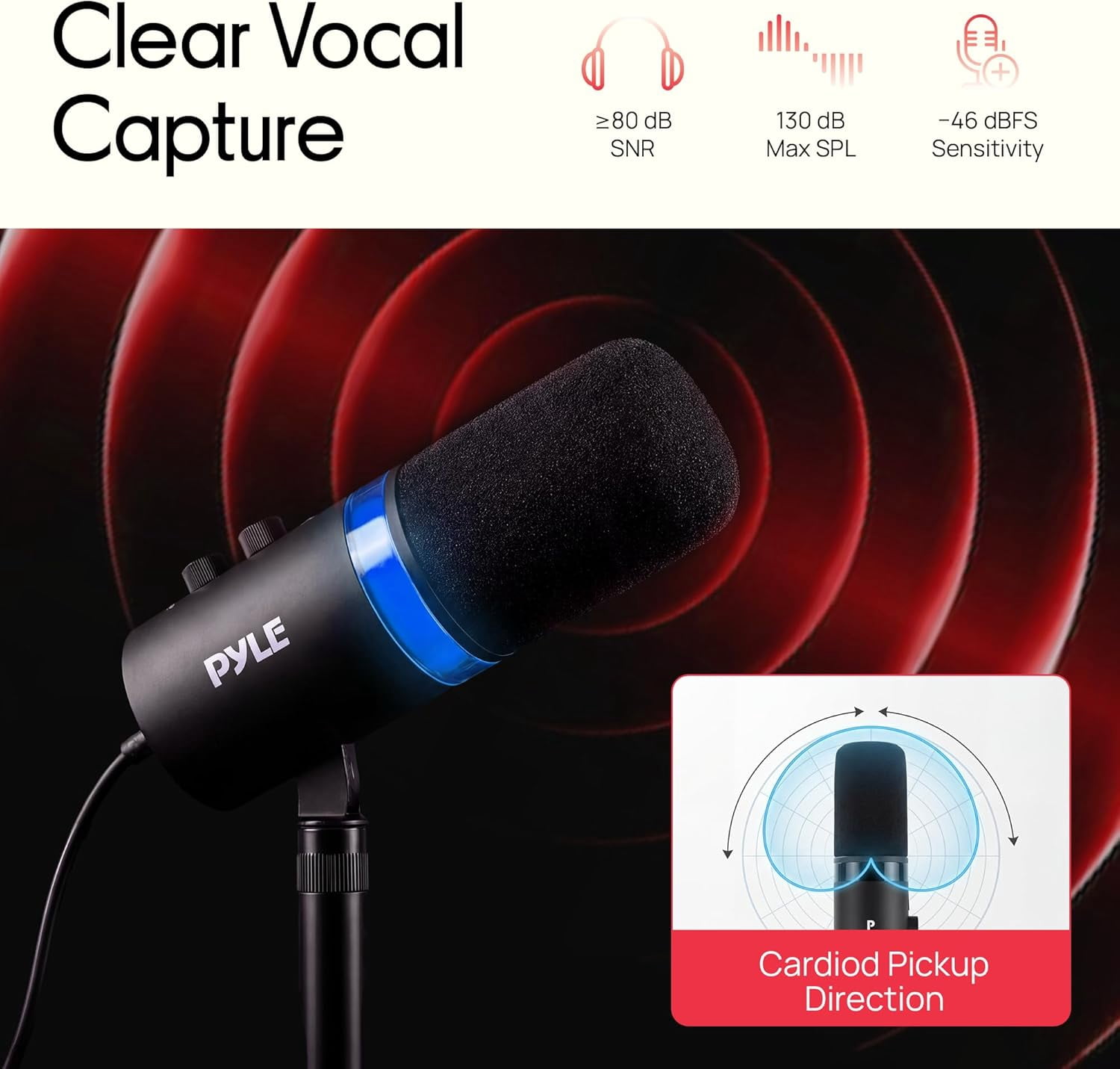 Dynamic Microphone with RGB Light, Dual USB/XLR Input for Podcast Streaming