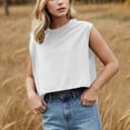 thumbnail image 5 of Jalioing Crop Tops for Women Loose Casual Sleeveless Athletic Shirts Solid Color Crew Neck Summer Tank Tops, 5 of 8