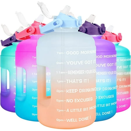 2L 64OZ 3.8L 128OZ Motivational Water Bottle With Time Marker Flip-Flop BPA Free Portable Sports Phone Stand GYM Jug (FHB)(1AK1)(1U24)(F24)(1U101)(1U9)(F101)