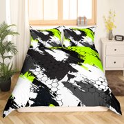 Geometric Duvet Cover Full Camouflage Bedding Set Black Blue Campaign Abstract Camo Army Beehive Comforter Cover Honeycomb Hexagon Militarily Style Room Decor Quilt Cover For Adult Man Woman