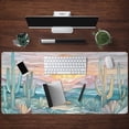 thumbnail image 4 of Desk Mat Gaming Abstract Ocean Desk Pad Large Mouse and Keyboard Pad, Faux Stained Glass Sun & Waves Mouse Mat XXL Desk Protector, Computer Mats for Desktop Sun & Waves Office Decor 31.5" X 15.7", 4 of 6