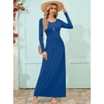 thumbnail image 5 of Chiclily Women's Long Sleeve Loose Plain Maxi Dresses Casual Long Dresses with Pockets, Klein Blue L, 5 of 6