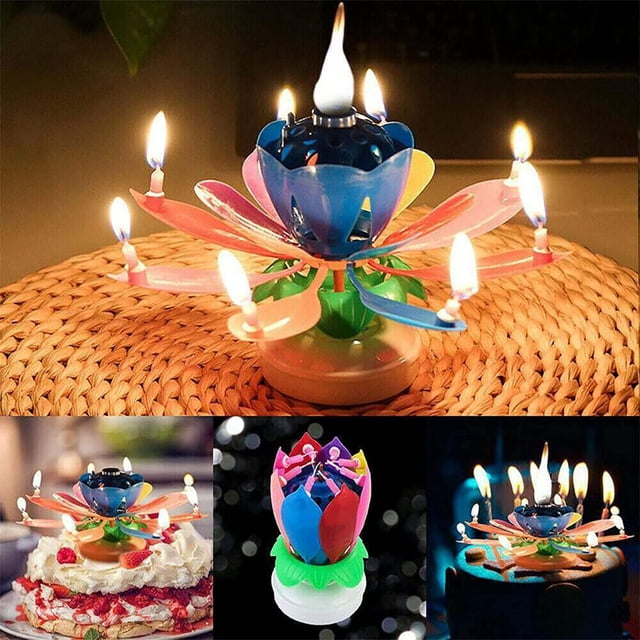 Vela de pastel - Velas de loto giratorias electrónicas - Doble capa (color)