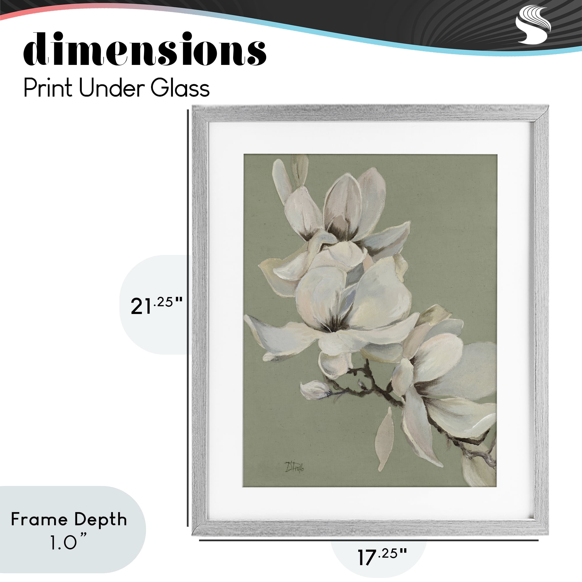 Stupell Industries Magnolias on Sage Florals Gray Framed Print Under Glass, design by Patricia Pinto