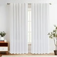thumbnail image 3 of Curtainking White Curtains for Living Room Back Tab Window Drapes Rod Pocket Farmhouse Linen Curtains Bedroom Light Filtering Curtains 96 inches 2 Panels, 3 of 7