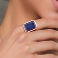 thumbnail image 3 of Gem Stone King 14.50 Ct Emerald Cut Blue Lapis 18K Rose Gold Plated Silver Ring, 3 of 4
