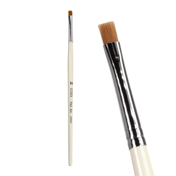 Ginza Flat Gel Nail Art Brush with White Wooden Handle - H16