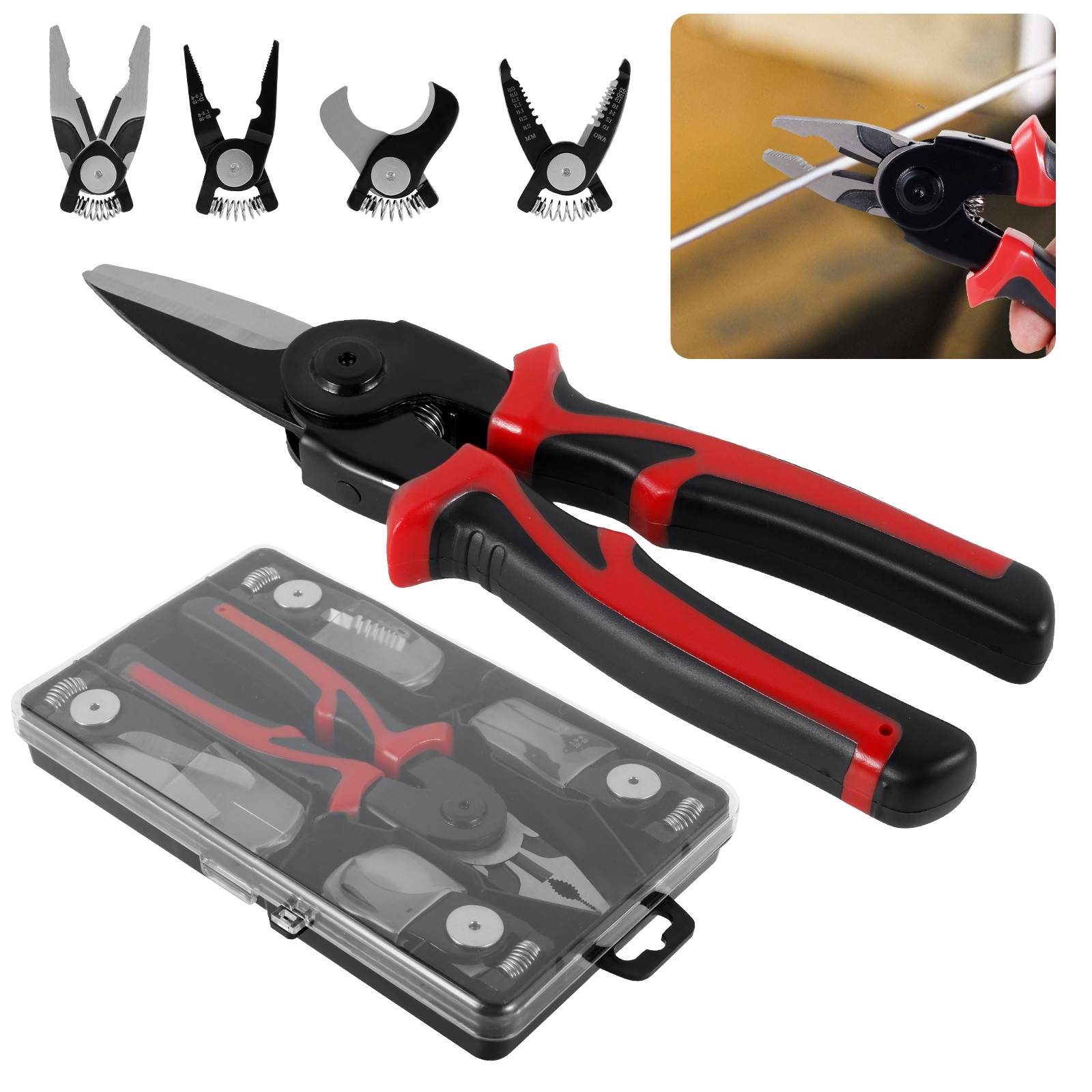 Eummy Wire Stripper 5 in 1 Lineman Pliers Diagonal Side Cutting Pliers Needle Nose Pliers with