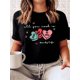 thumbnail image 1 of Valentine's Day Theme Printed Women's T-Shirt, Women's Valentine's Day Gift Casual, Fashionable, ComCamisetas para mujer, lindas camisetas con estampado gráfico, de manga corta, estilo casual, para ve, 1 of 7