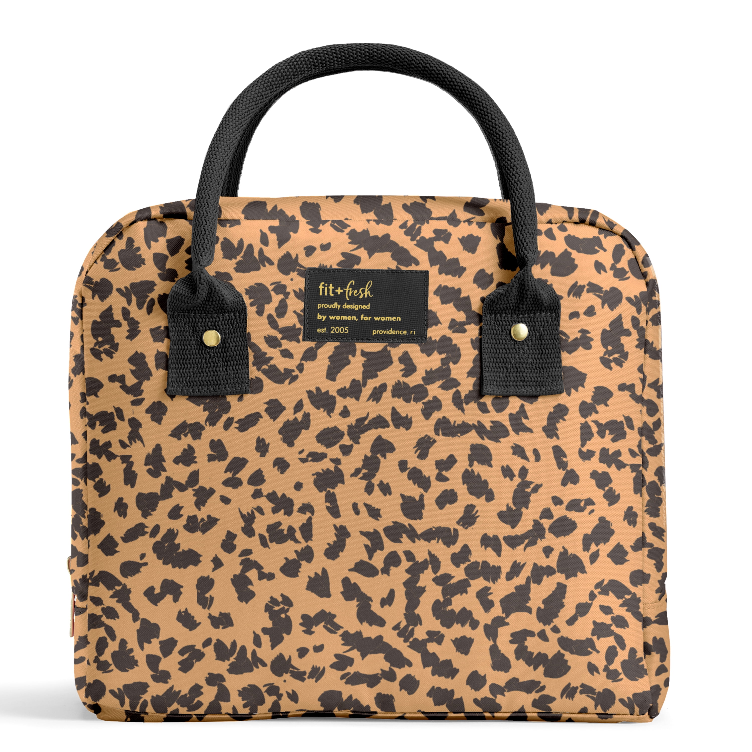 Fit + Fresh Bloomington Womens Lunch Bag, Insulated Lunch Box With Containers, Cheetah