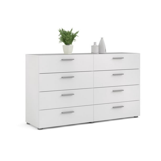 Levan Home Contemporary 8 Drawer Double, Contemporary Tall White Dresser