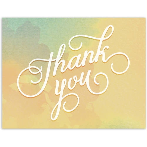 whimsical script wedding thank you postcard thank you post card