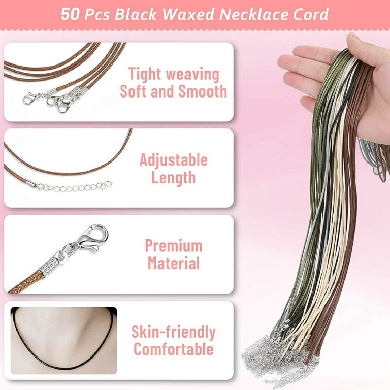 200 Pieces Waxed Necklace Cords with Clasps Bulk Necklace String Cords for  Jewelry Making Pendants DIY Bracelet Supplies (Earth Tone Color)