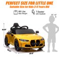 thumbnail image 7 of 12V Ride on Cars with Remote Control, Licensed BMW M4 Battery Powered Ride on Toys for Kids Boys Girls Gifts, Kids Electric Cars Vehicle with Music, Bluetooth, Story, USB/MP3 Port, LED Light, Yellow, 7 of 7