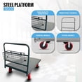 thumbnail image 2 of Flatbed Platform Cart Industrial Dolly Cart Heavy Duty 60” x 30” Platform Hand Truck Push Cart Super Heavy Duty Flatbed Cart with 3000Lb Capacity 8'' Swivel Wheels Commercial Moving Cart w/Basket, 2 of 6