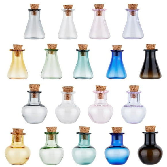 18pcs Colored Tiny Spell Jars 2 Sets Mini Glass Bottles Mini Potion Bottles Wishing Bottle Vials with Cork Stopper for Wedding Birthday Party Decoration Halloween