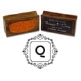 thumbnail image 1 of Printtoo Square Swirl Border Alphabet Q Monogram Wood Mounted Rubber Stamp Office Stationary, 1 of 1