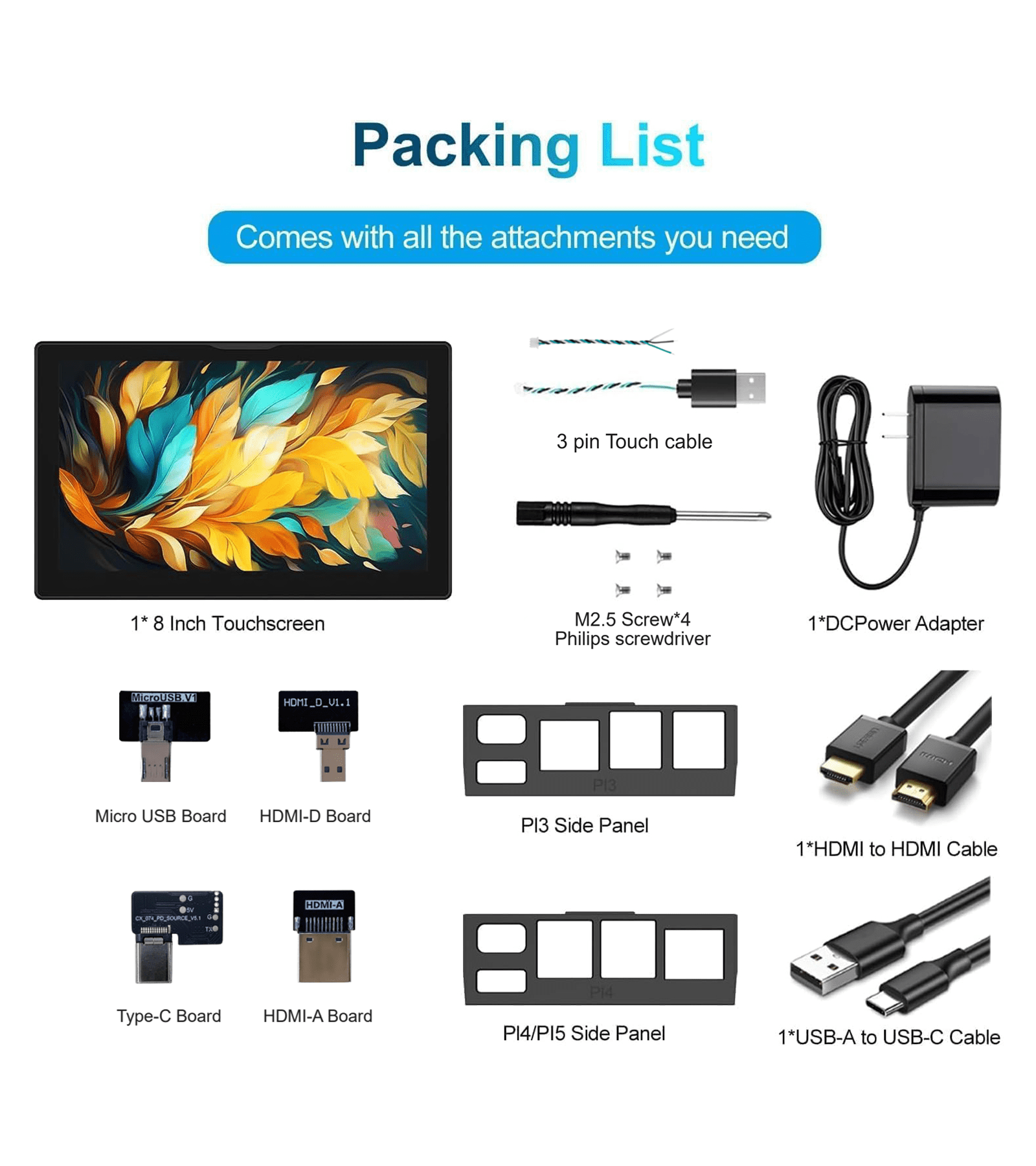 HOWENS 8 inch Touchscreen Monitor, FHD 1280*800 IPS Screen HDMI Monitor Compatible with R Pi 5/4/3/2