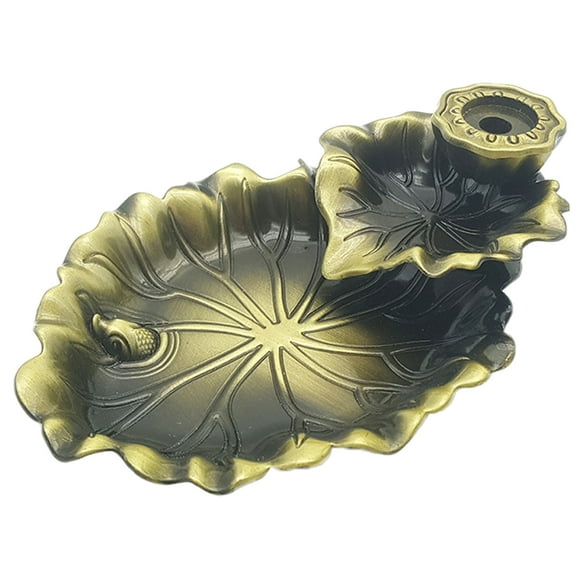aroma therapy burner 1Pc Lotus Leaf Backflow Incense Burner Chinese Style Zen Decorations Alloy Tea Ceremony Decor (Green Bronze)