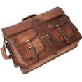 thumbnail image 5 of Ruzioon Unisex Handmade Leather Crossbody Messenger Bag, Dark Brown, 5 of 6