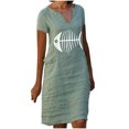 thumbnail image 1 of Vestidos de manga corta para mujer Vestido de tirantes con estampado de flores a la moda Vestido con cuello en V hasta la rodilla Pompotops ghjkhdj16852, 1 of 5