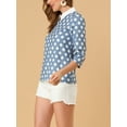 thumbnail image 5 of MODA NOVA Junior's 3/4 Sleeves Contrast Collar Blouse Tops Dusty Blue XL, 5 of 5