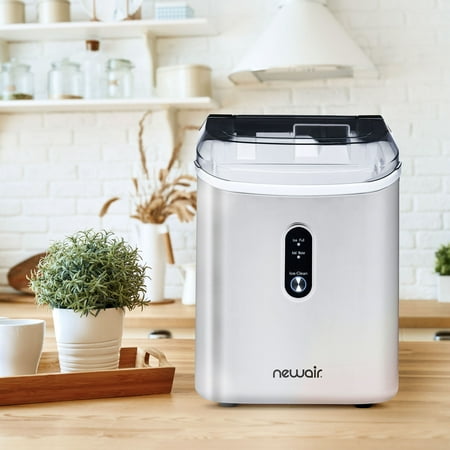 NewAir - 26 lbs. Countertop Nugget Ice Maker - Stainless Steel