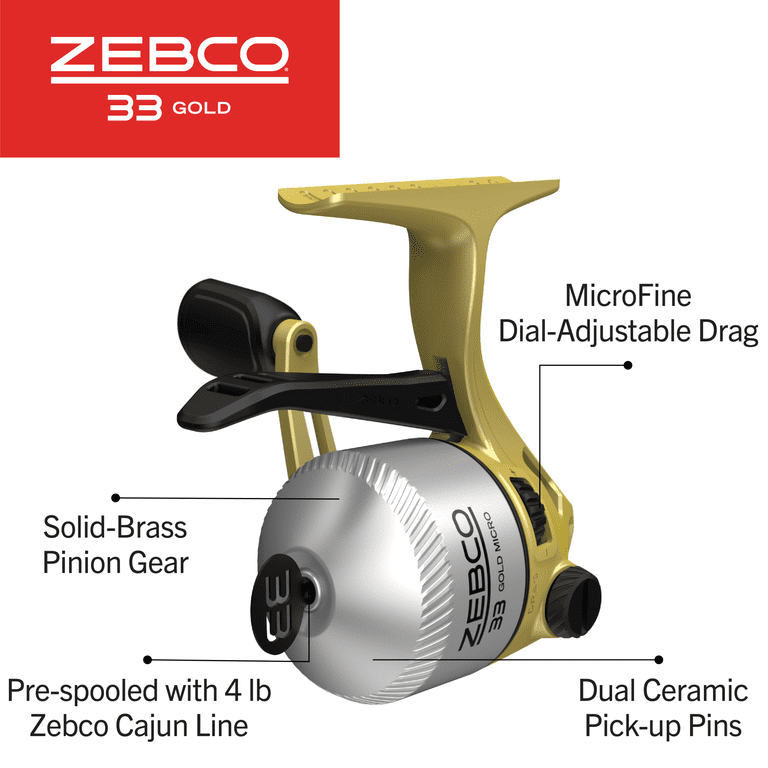 Zebco 33 Gold Spincast Fishing Reel, Size 30 Reel, Changeable