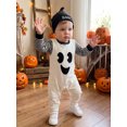 thumbnail image 4 of Cjfdfy Newborn Baby Boy Halloween Pumpkin Ghost Outfits My First Halloween Overalls Pants Striped Long Sleeve Romper And Hat Infant Cute My 1St Halloween Fall Winter Outfit, 4 of 9