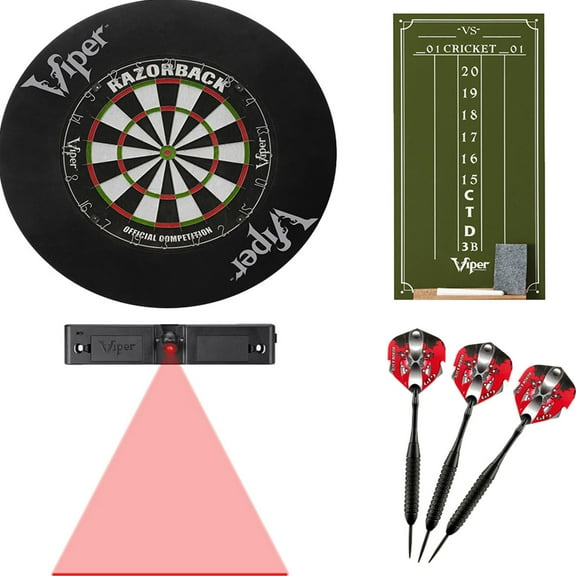 Viper Razorback Bristle Dartboard Chalk Scoreboard Steel Tip Darts & Laser Throw Line Set