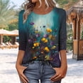 thumbnail image 2 of Craaazy Women's Boho Print Loose Casual Round Neck 3/4 Sleeve T-Shirt Gifts, 2 of 7
