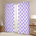 thumbnail image 2 of Homewish Geometric Plaid Black Out Curtains For Teens Boys Girls,Purple White Curtains Pack of 2 (42x63 Each),Vintage Aesthetic Bedroom Curtains,Super Cozy Room Decor, 2 of 6