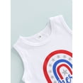 thumbnail image 5 of Bagilaanoe July 4th Unisex Toddler Baby Boy Girl Clothes Rainbow Print Short Sleeve/ Sleeveless Tops and Casual Striped Star Print Shorts 2pcs Independence Day Sets, 5 of 8