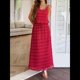 thumbnail image 4 of Conjunto de 2 Piezas para Mujer, Estilo Casual, con Falda Larga y Tirantes para Salir A la Playa. Rojo S, 4 of 7